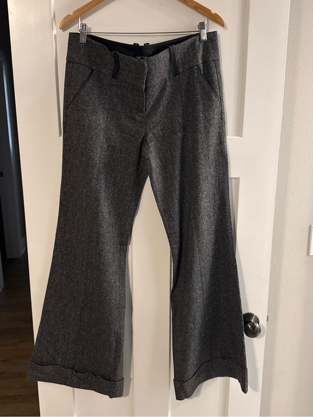 bebe Wide Leg Dress Pants in Charcoal Gray